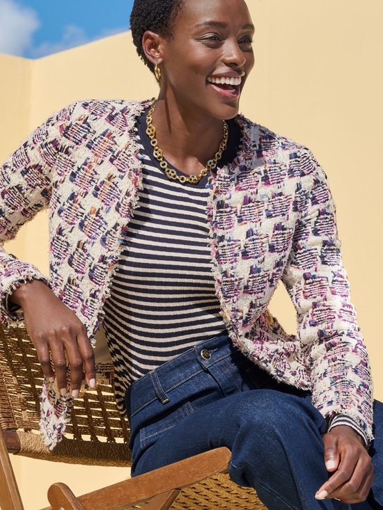 Talbots Jackets & Blazers - TALBOTS NWT 12 Collarless Tweed Jacket • Classic Business Casual Office Preppy